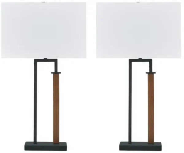 Signature Design by Ashley® Voslen  Black Table Lamp with Brown Accent