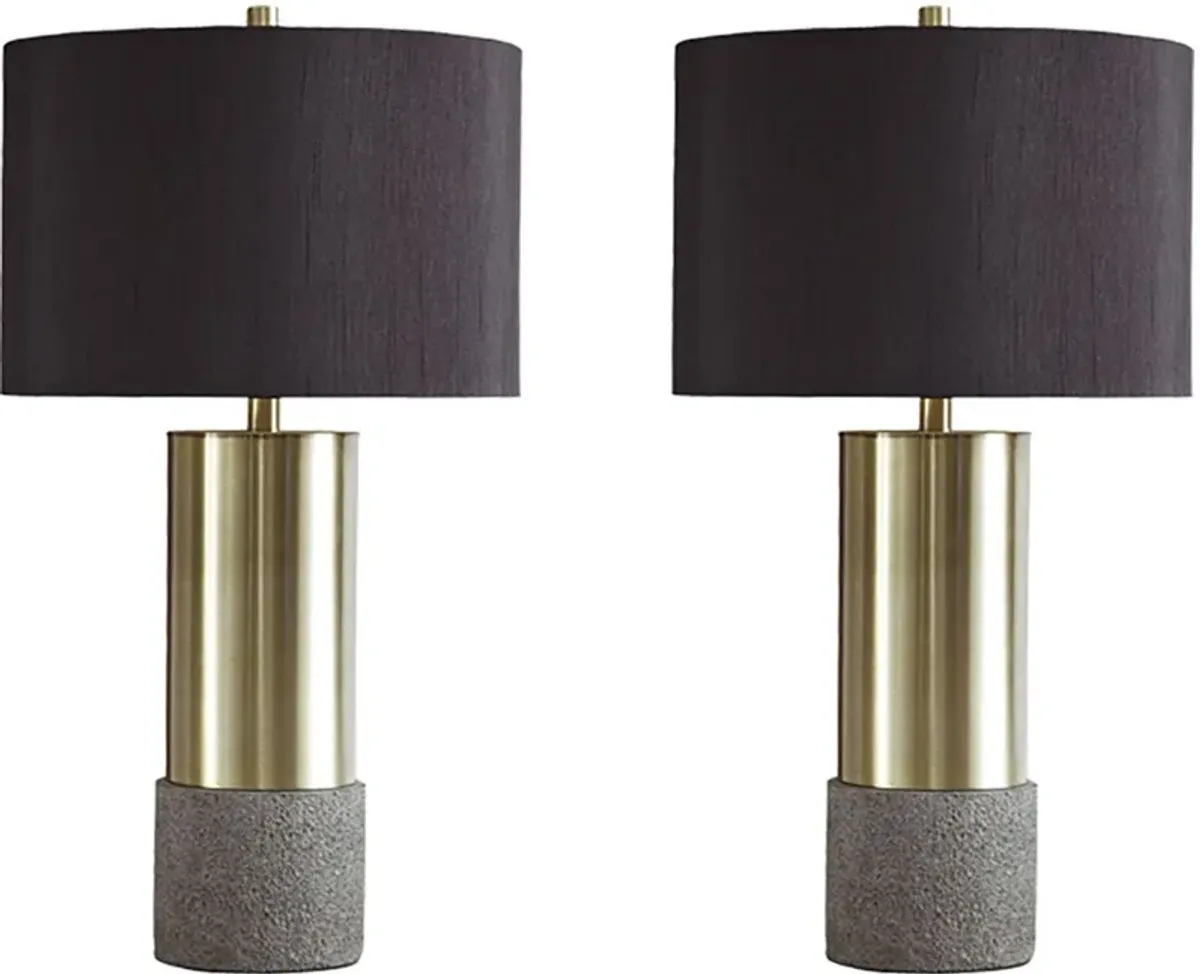 Signature Design by Ashley® Jacek 2-Piece Gray/Brass Table Lamps