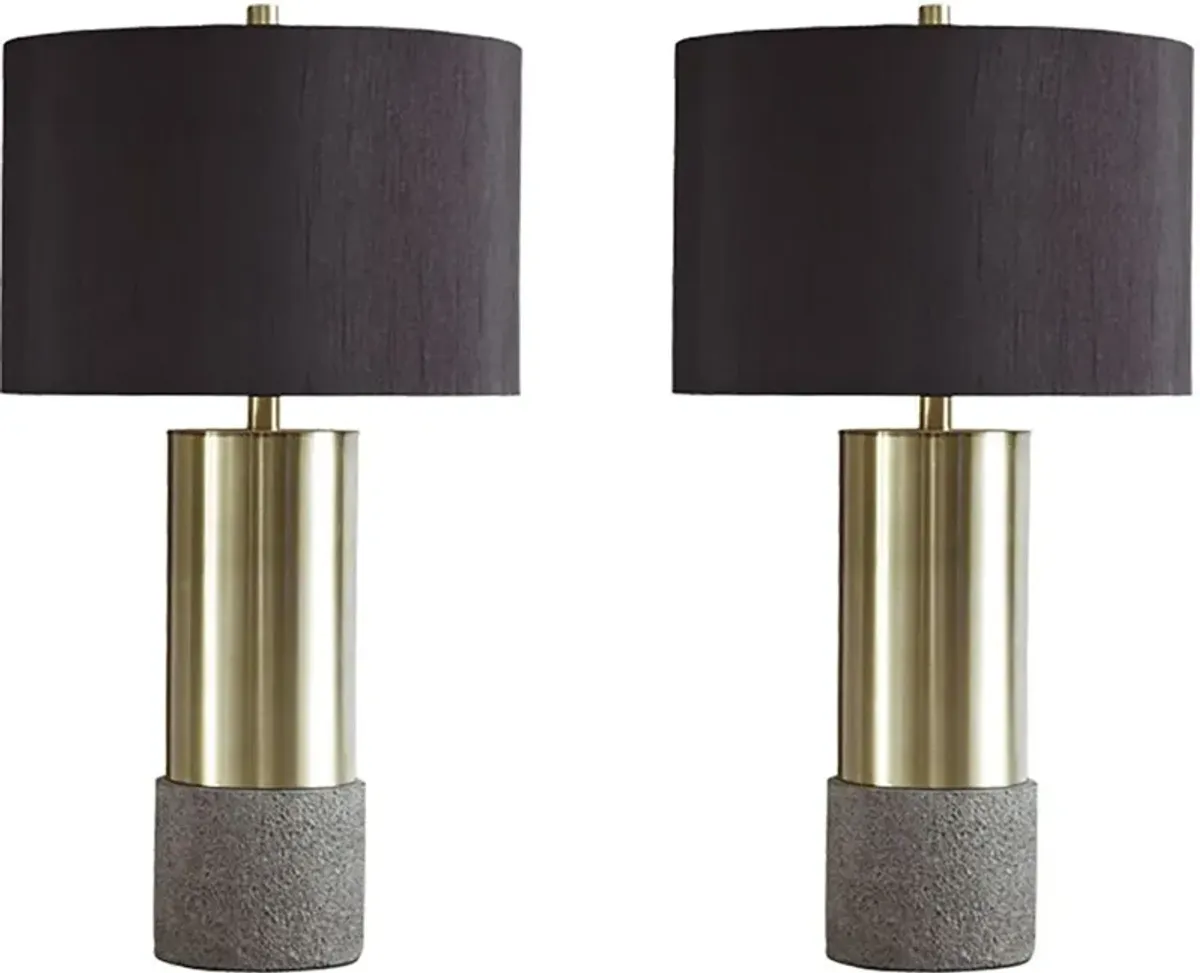 Signature Design by Ashley® Jacek 2-Piece Gray/Brass Table Lamps