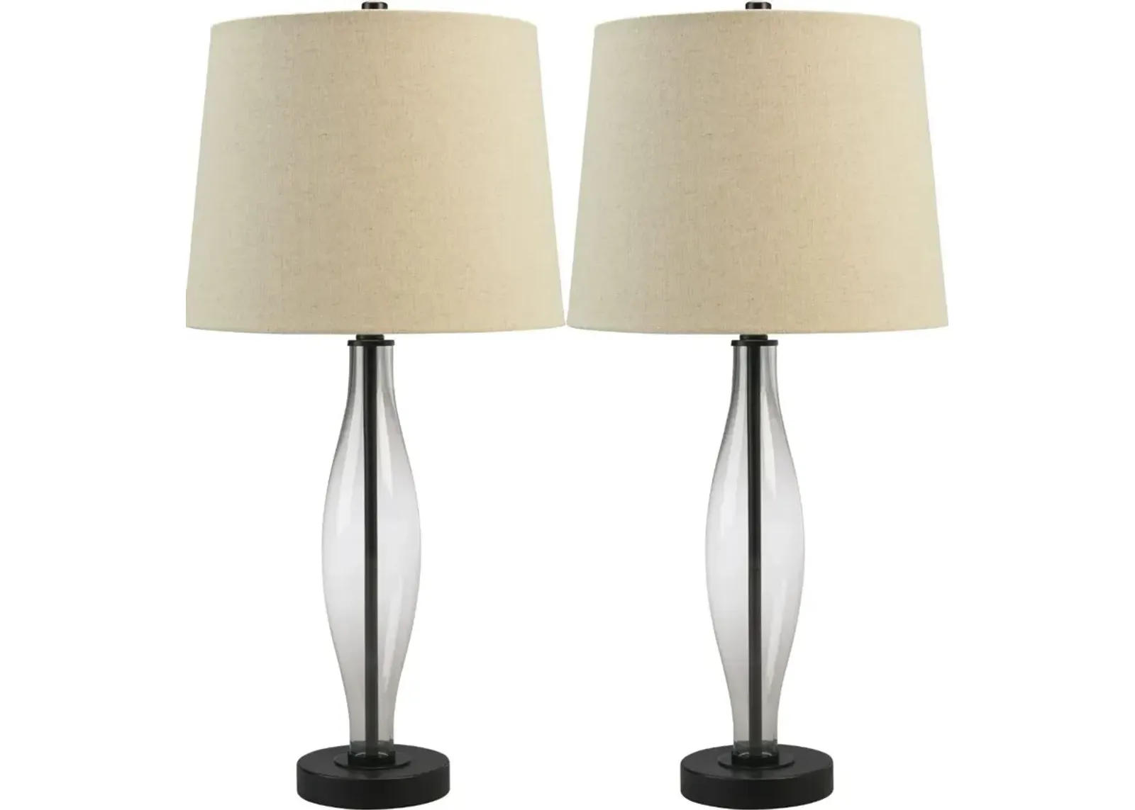 Signature Design by Ashley® Travisburg 2-Piece Clear/Black Table Lamps