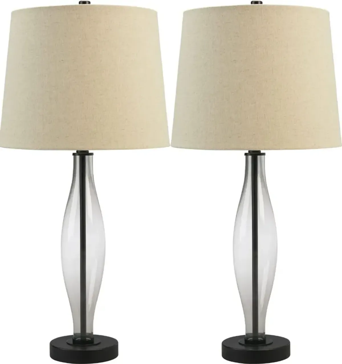 Signature Design by Ashley® Travisburg 2-Piece Clear/Black Table Lamps