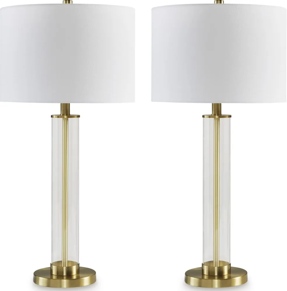 Signature Design by Ashley® Orenman 2-Piece Clear/Brass Table Lamp