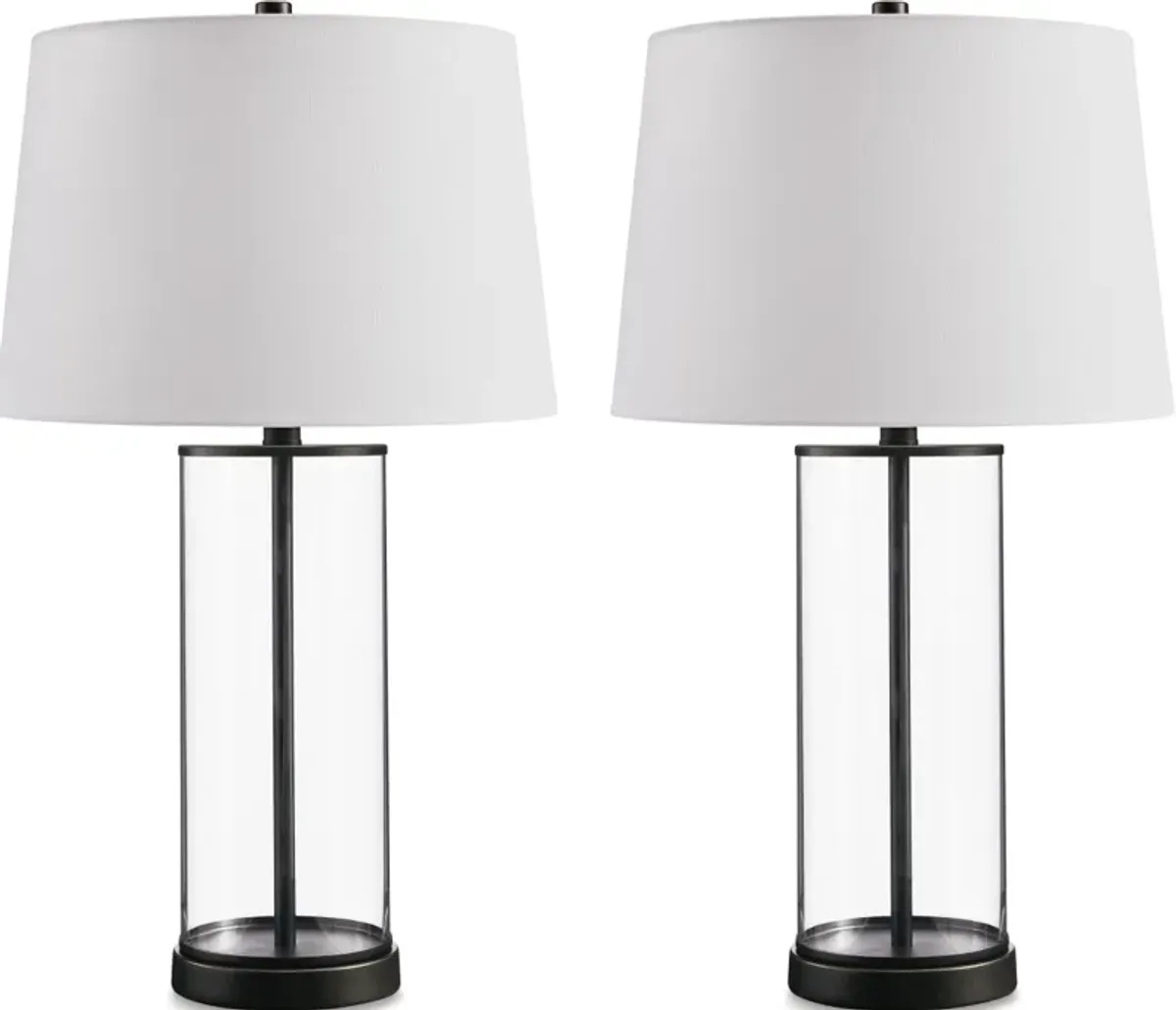 Signature Design by Ashley® Wilmburgh 2-Piece Clear/Black Table Lamp Set