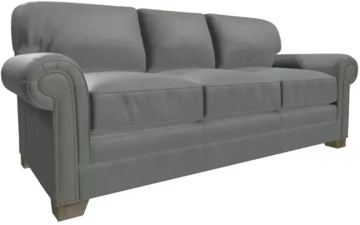 Craftmaster® Customizable CM Leather Pleated Rolled Arm Sofa