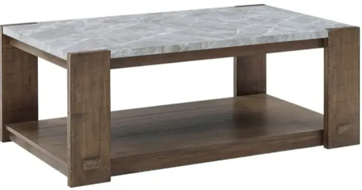 Steve Silver Co. Libby Dusty Caramel Coffee Table with Casters and Gray Sintered Stone Top