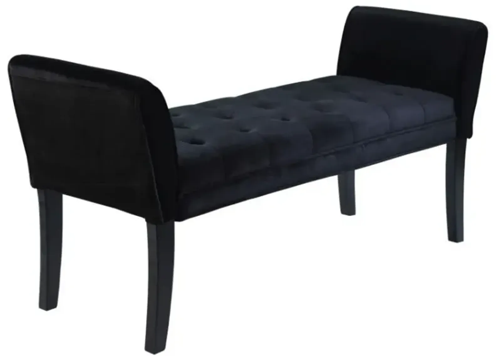 Armen Living Chatham Bench in Black Velvet