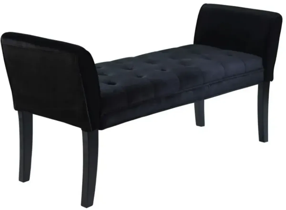 Armen Living Chatham Bench in Black Velvet