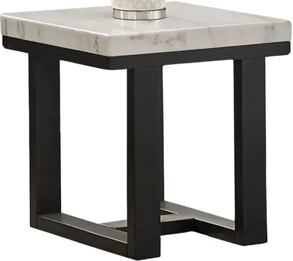 Steve Silver Co. Lucca White End Table with Espresso Base