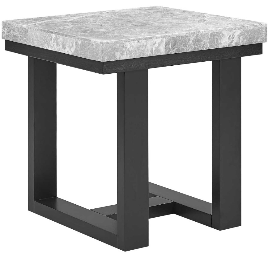 Steve Silver Co. Lucca Gray Marble Top End Table with Espresso Base