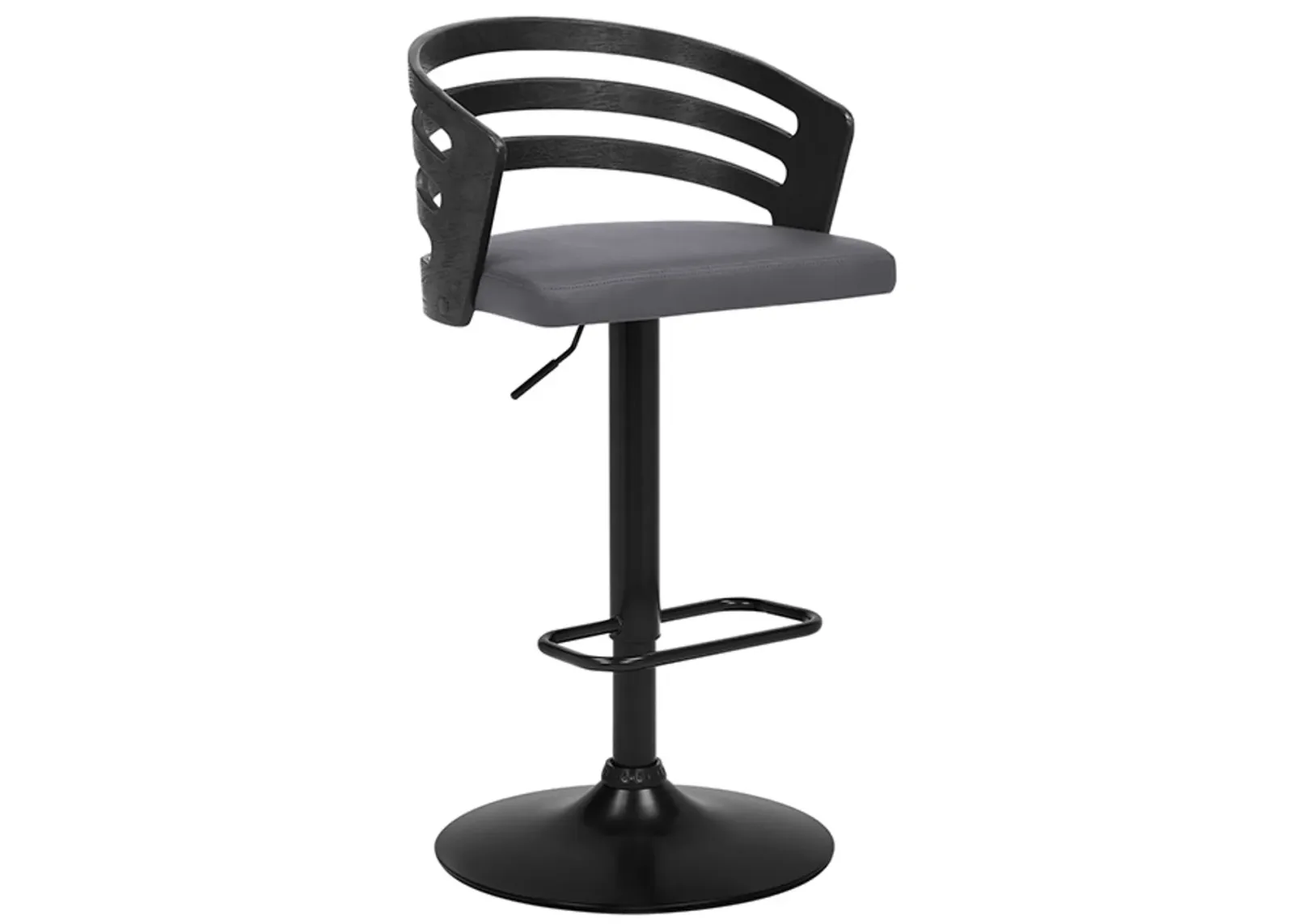 Armen Living Adele Gray/Black Adjustable Swivel Bar Stool