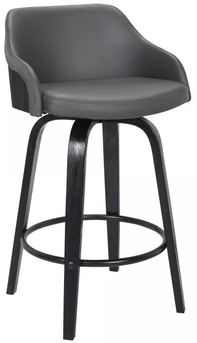 Armen Living Alec Black/Gray 30" Swivel Bar Stool