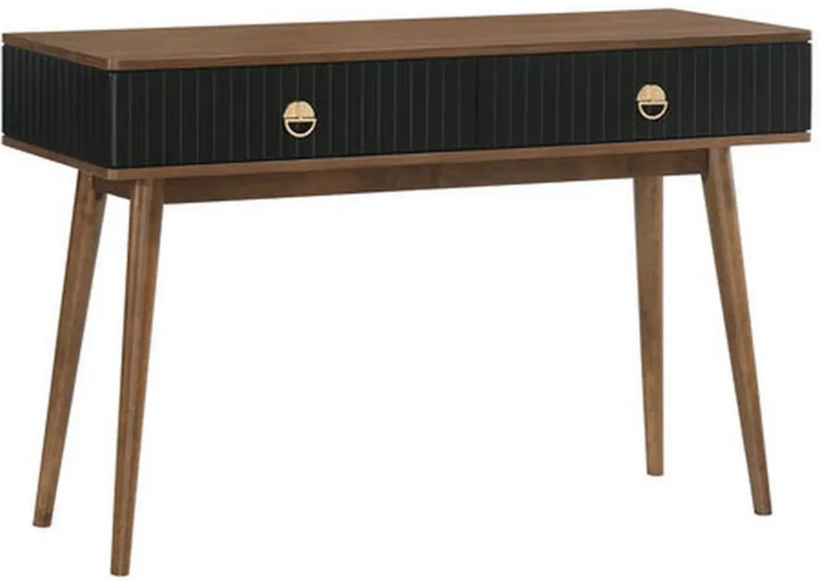 Armen Living Amigo Walnut Console Table with Black Drawers