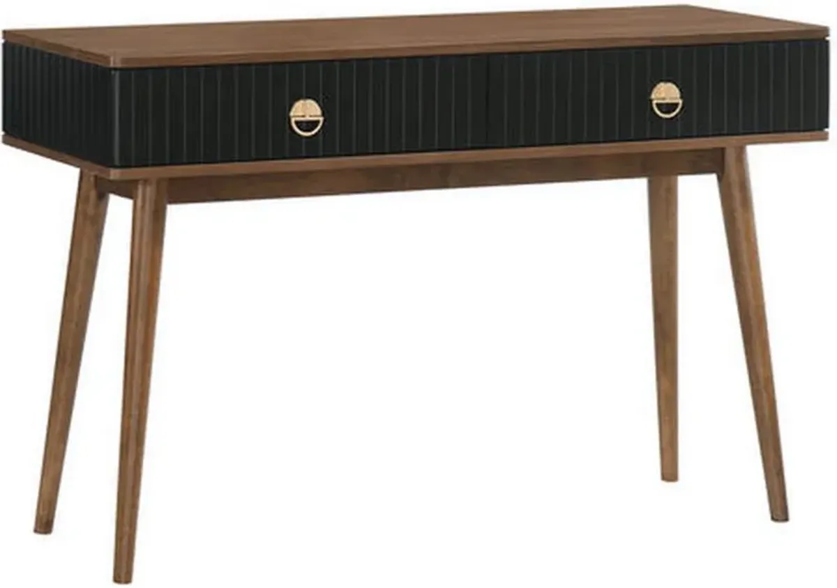 Armen Living Amigo Walnut Console Table with Black Drawers