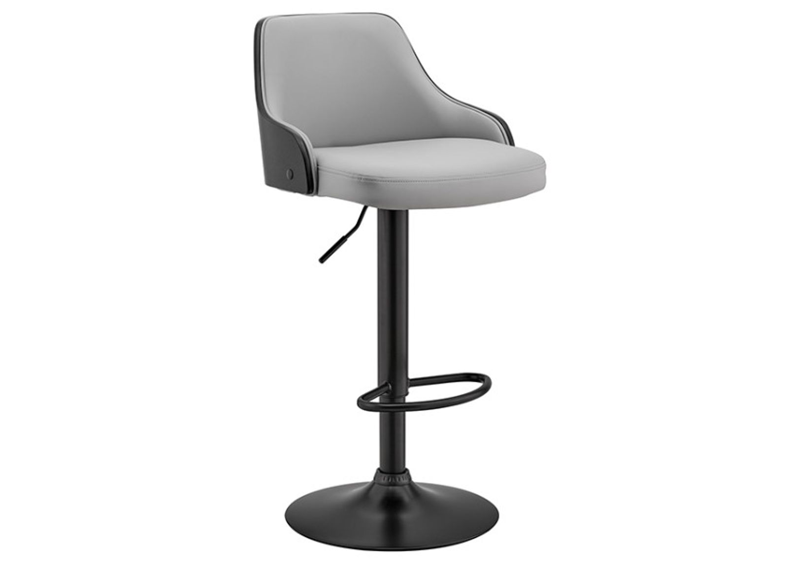 Armen Living Asher Gray/Black Adjustable Bar Stool