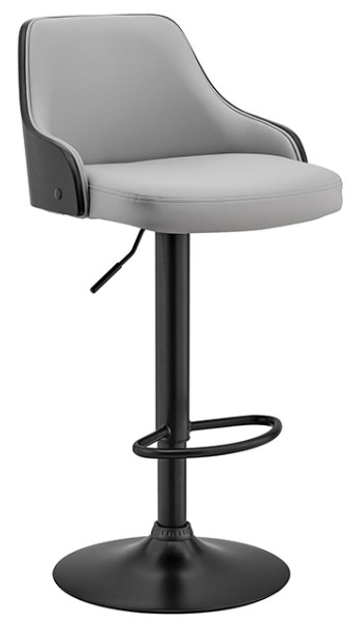 Armen Living Asher Gray/Black Adjustable Bar Stool