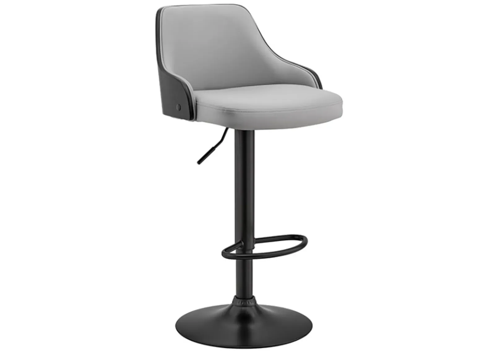 Armen Living Asher Gray/Black Adjustable Bar Stool