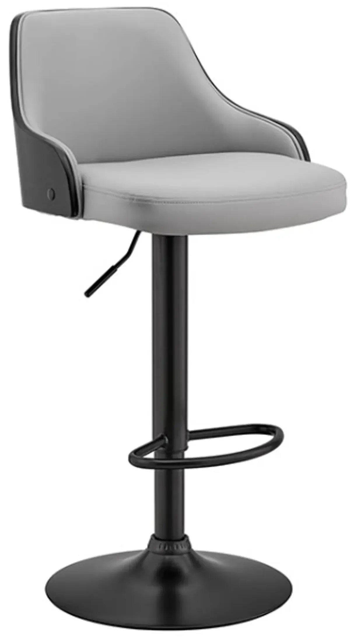 Armen Living Asher Gray/Black Adjustable Bar Stool