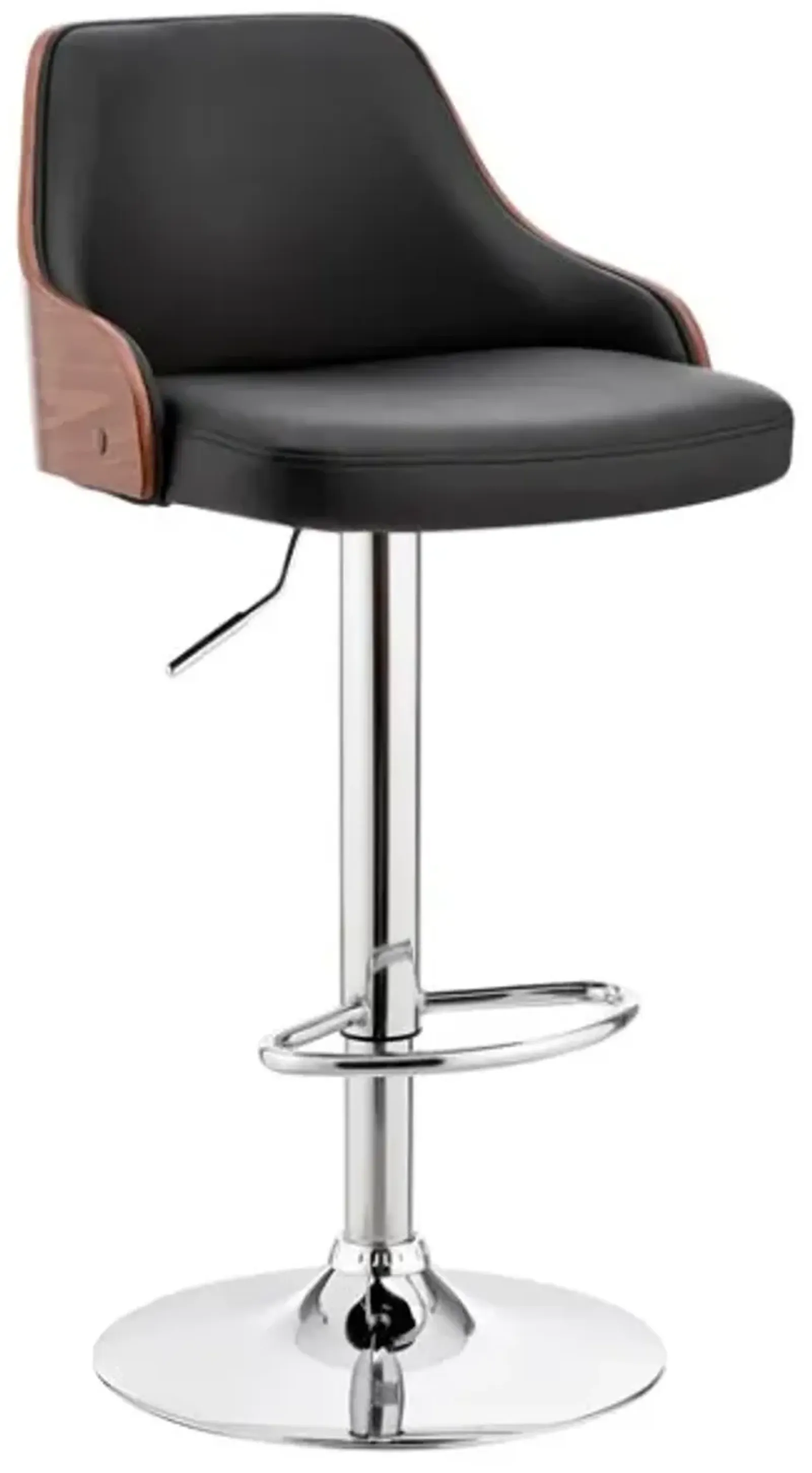 Armen Living Asher Black/Chrome Adjustable Bar Stool