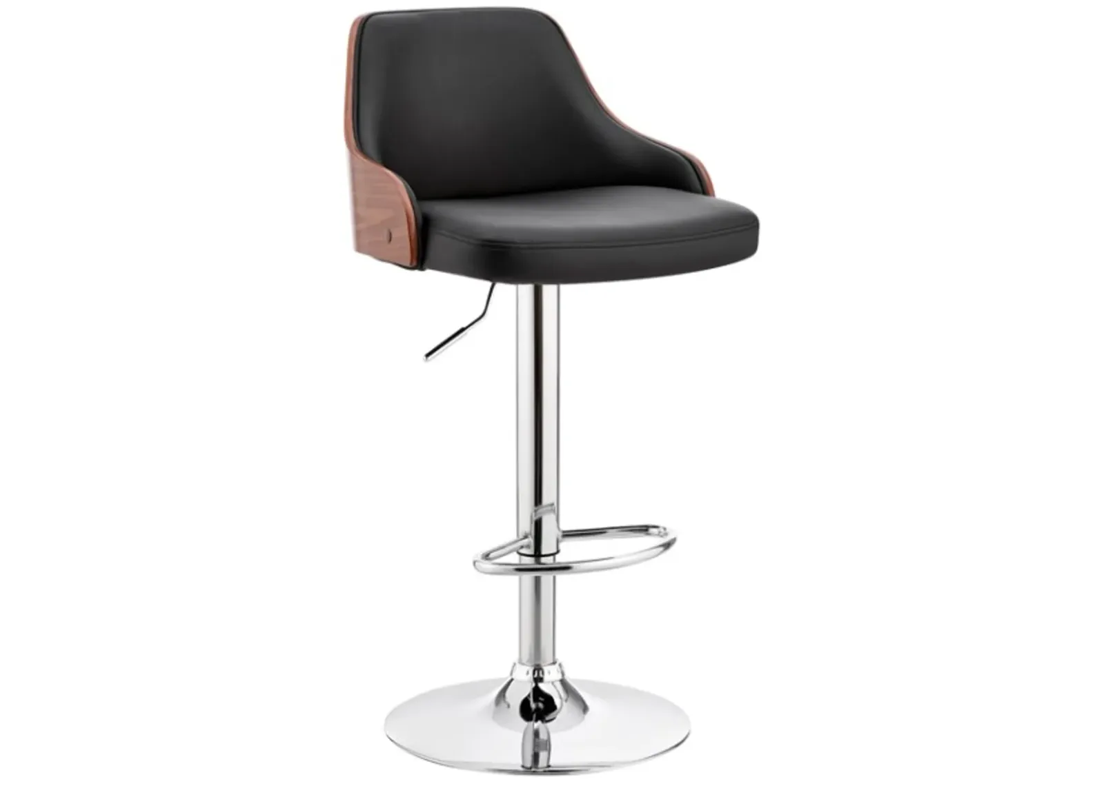 Armen Living Asher Black/Chrome Adjustable Bar Stool