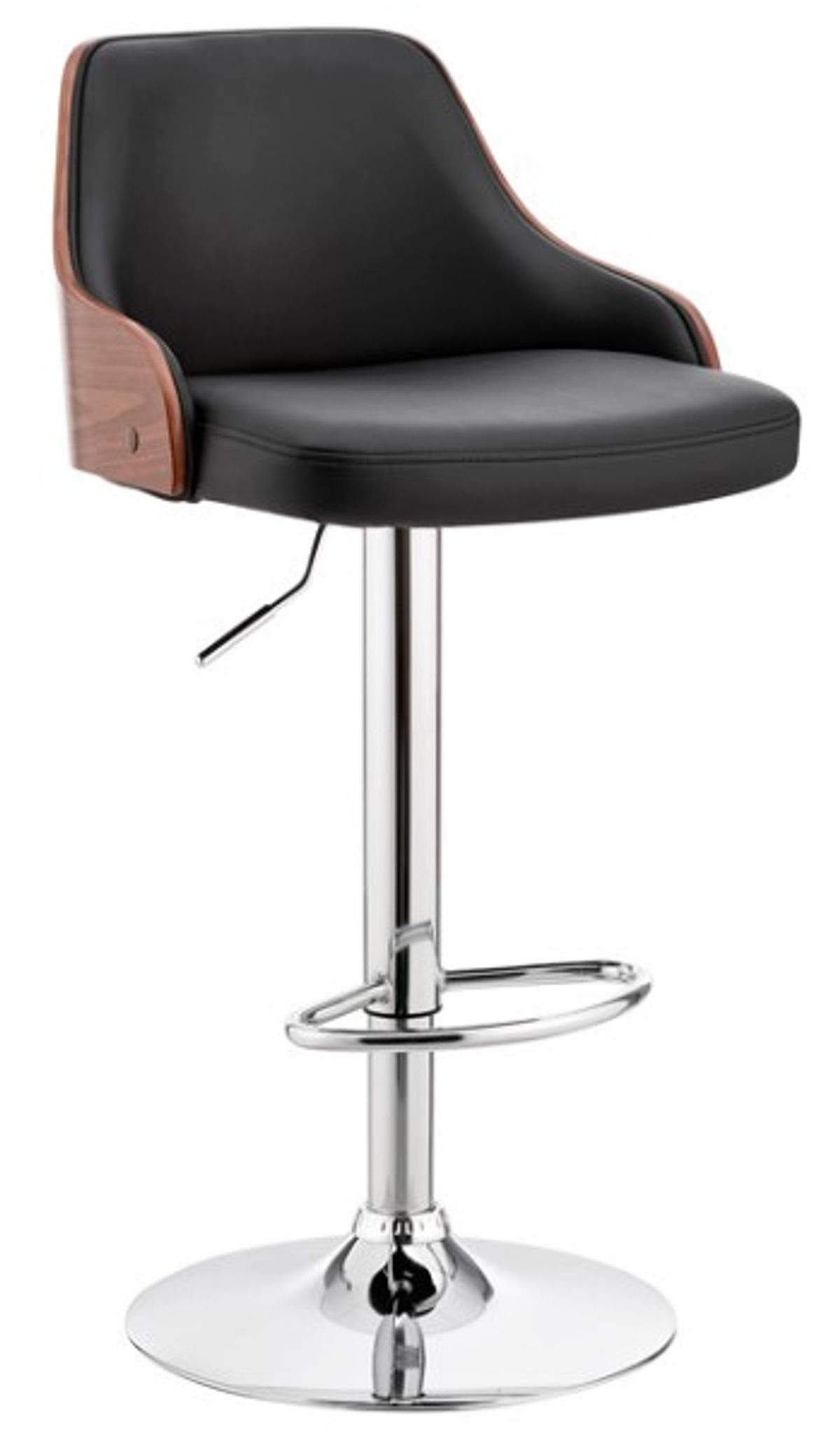 Armen Living Asher Black/Chrome Adjustable Bar Stool