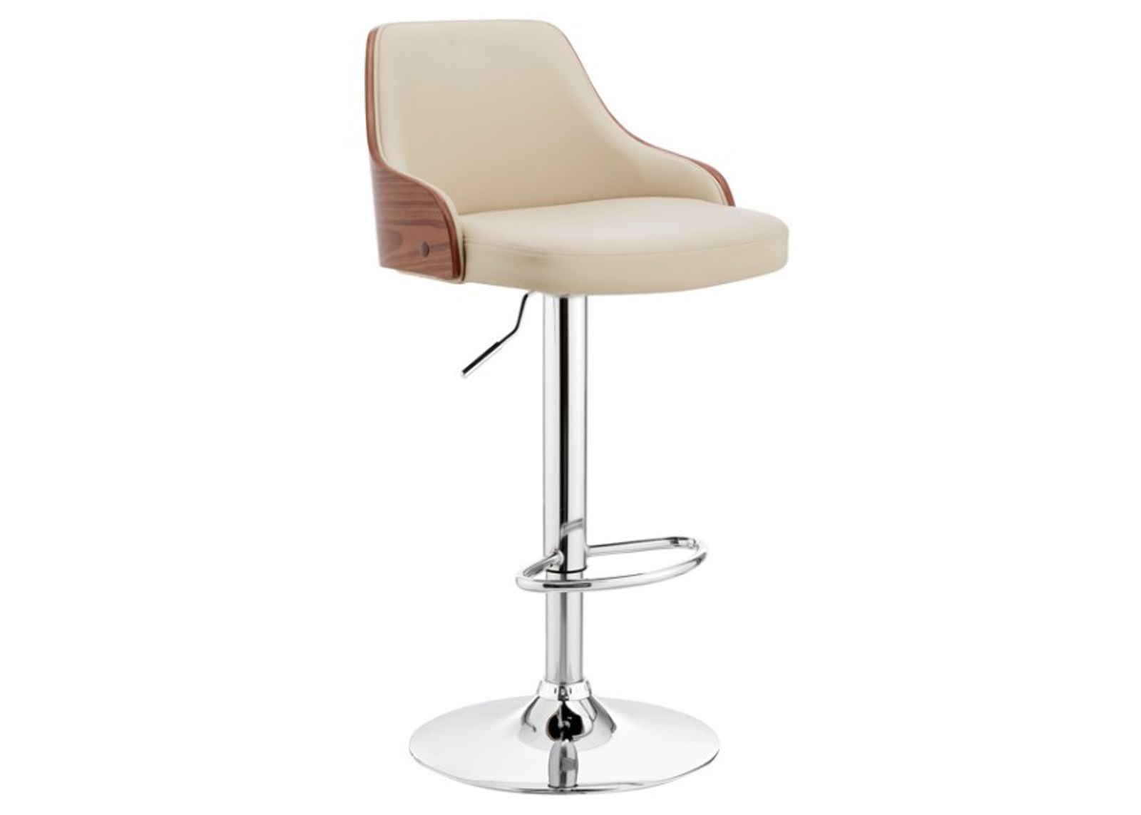 Armen Living Asher Cream/Chrome Adjustable Bar Stool