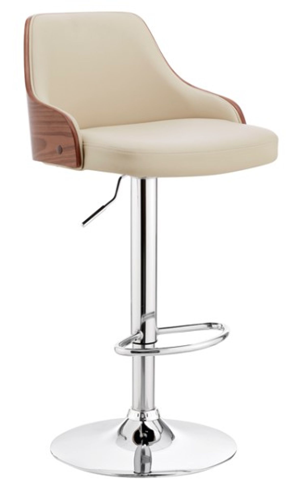 Armen Living Asher Cream/Chrome Adjustable Bar Stool