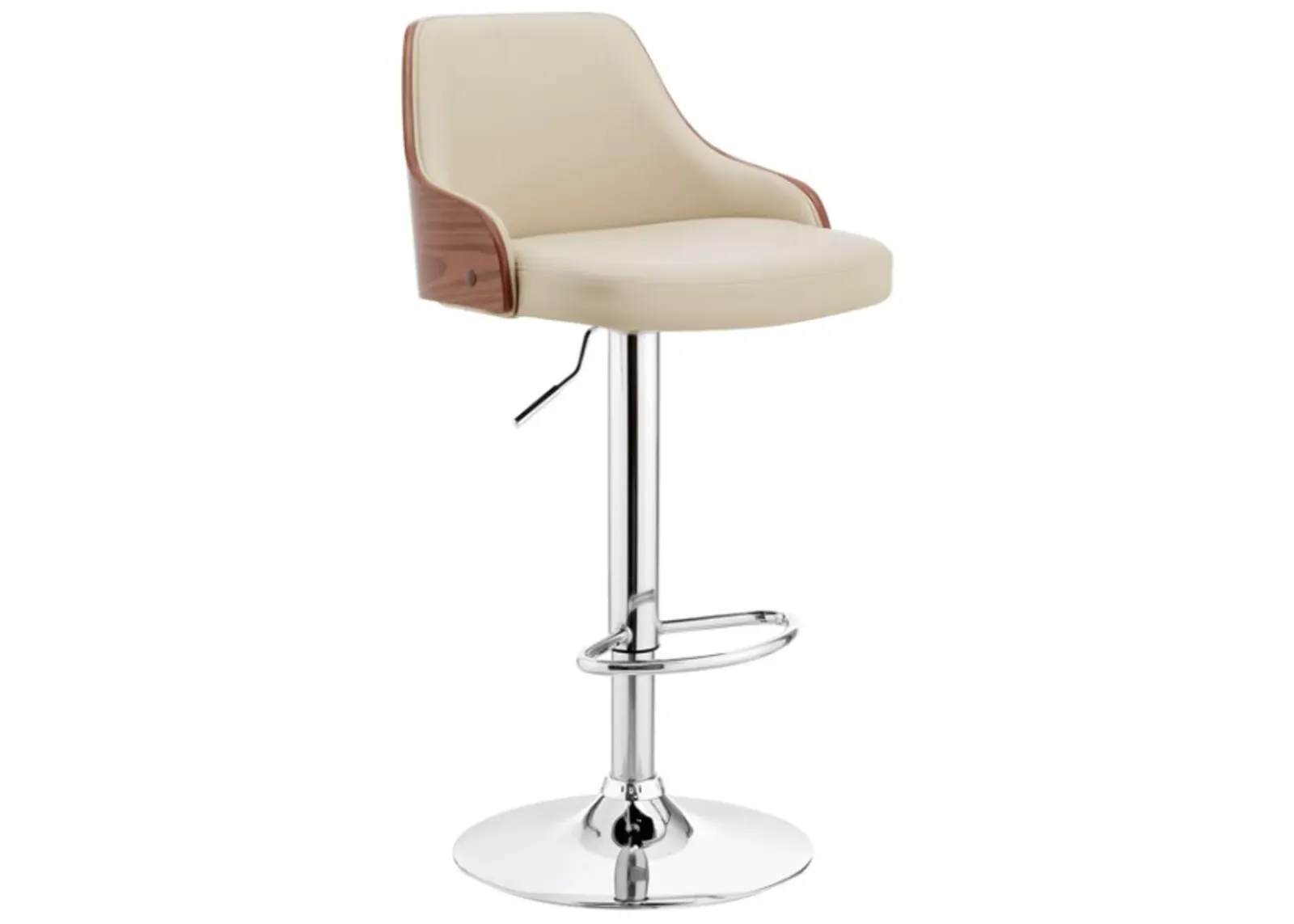 Armen Living Asher Cream/Chrome Adjustable Bar Stool