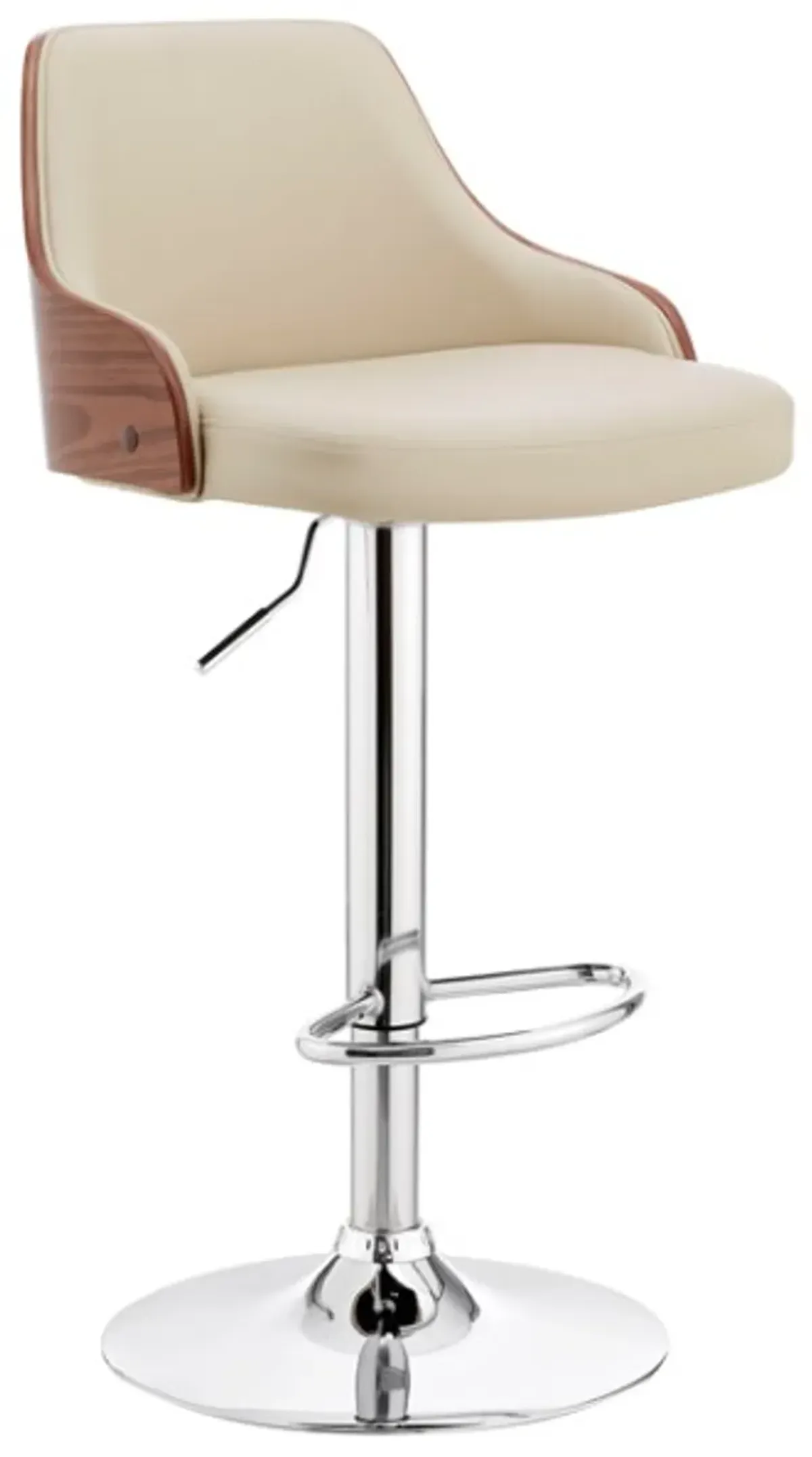 Armen Living Asher Cream/Chrome Adjustable Bar Stool