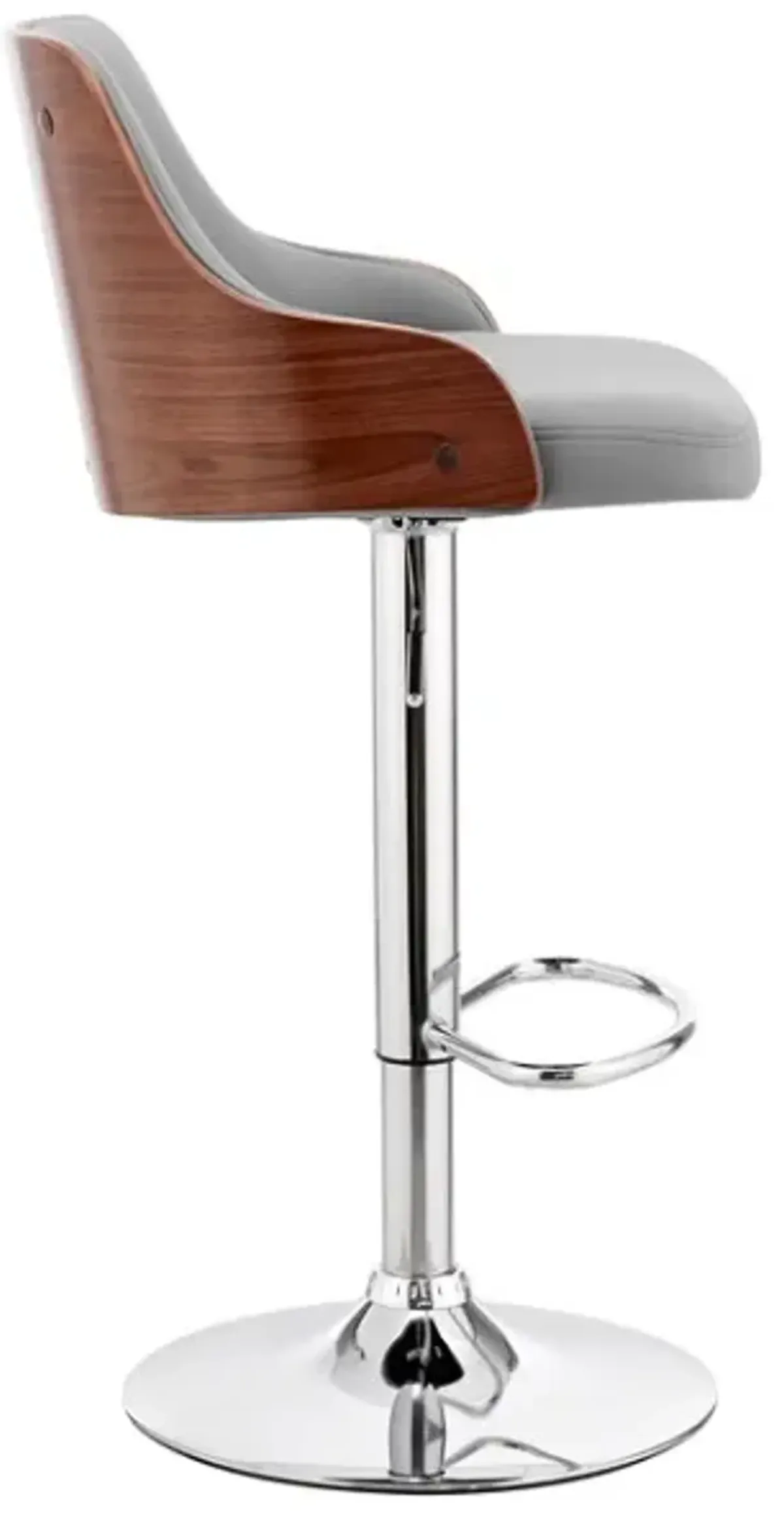 Armen Living Asher Gray/Chrome Adjustable Bar Stool