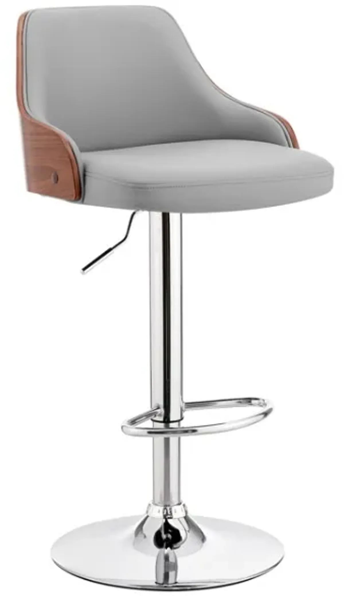 Armen Living Asher Gray/Chrome Adjustable Bar Stool