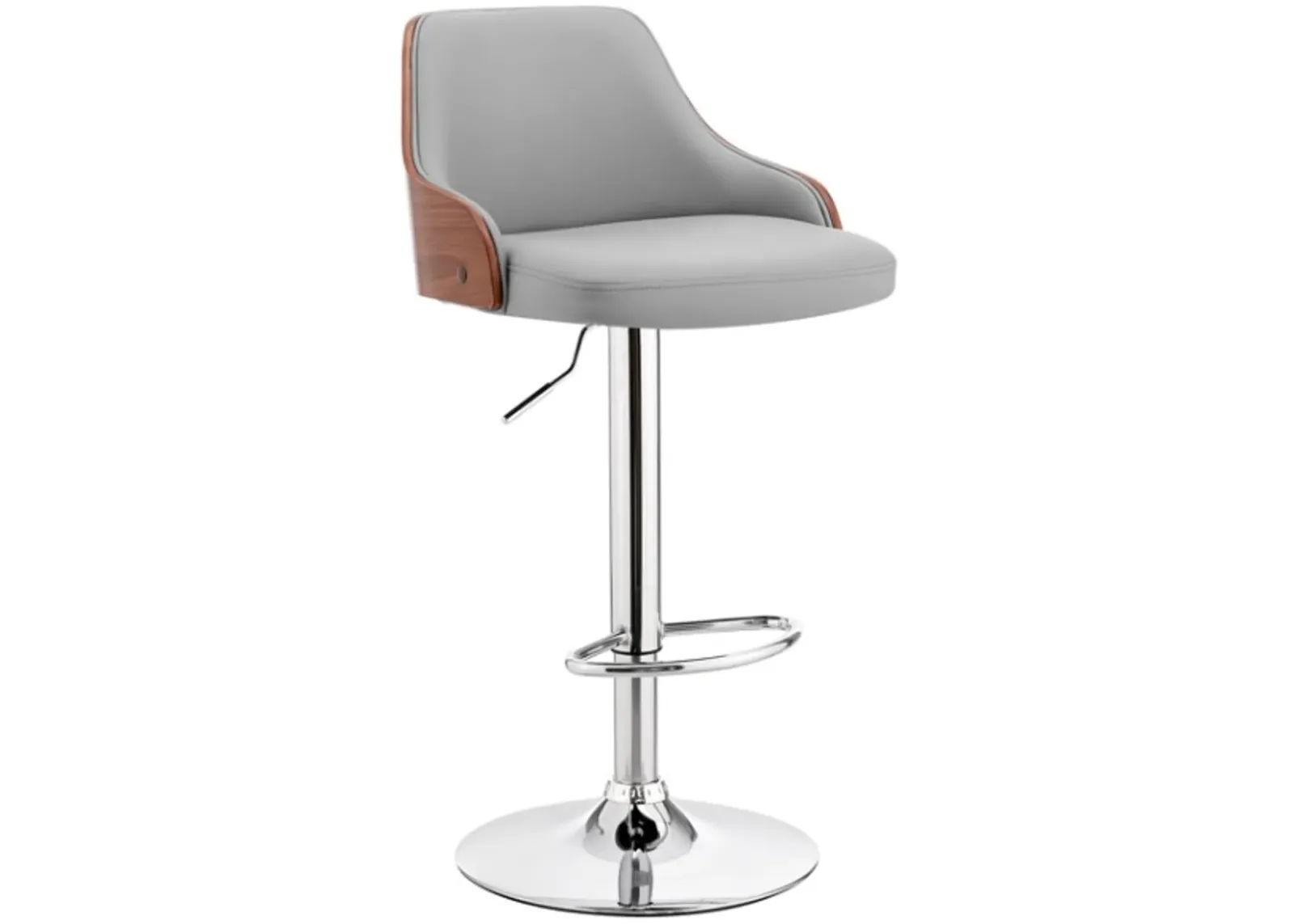 Armen Living Asher Gray/Chrome Adjustable Bar Stool