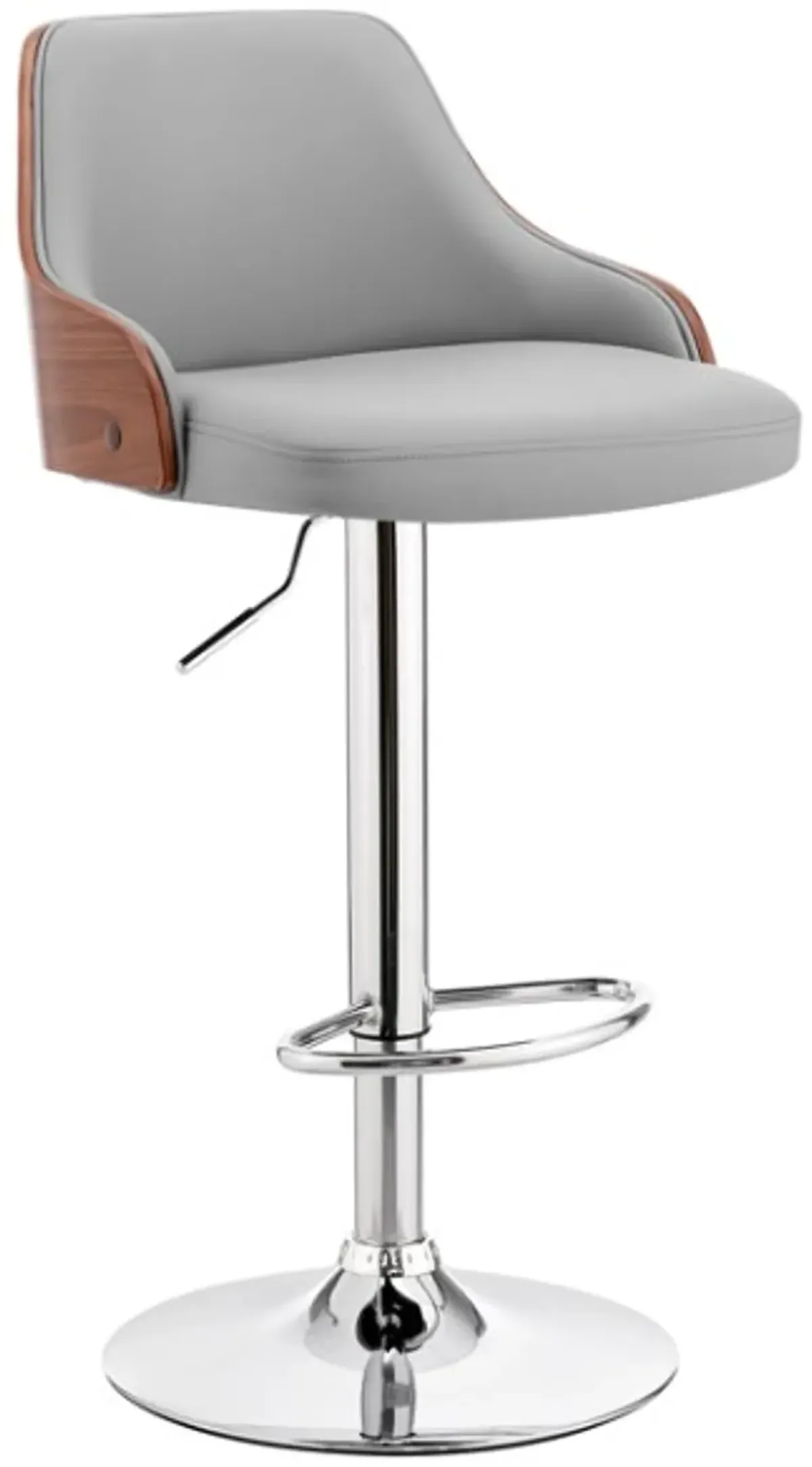 Armen Living Asher Gray/Chrome Adjustable Bar Stool