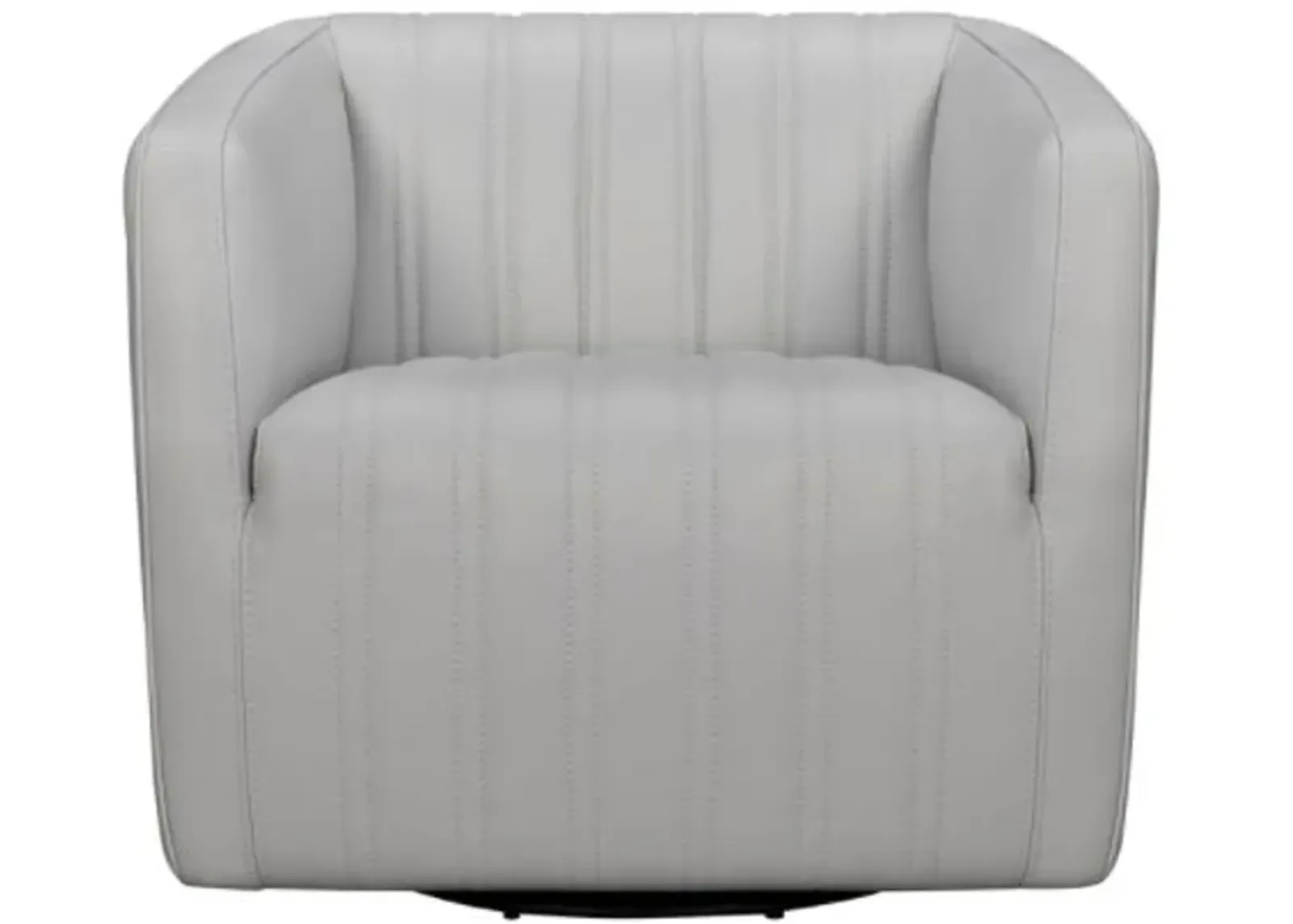 Armen Living Aries Dove Gray Genuine Leather Swivel Barrel Chair