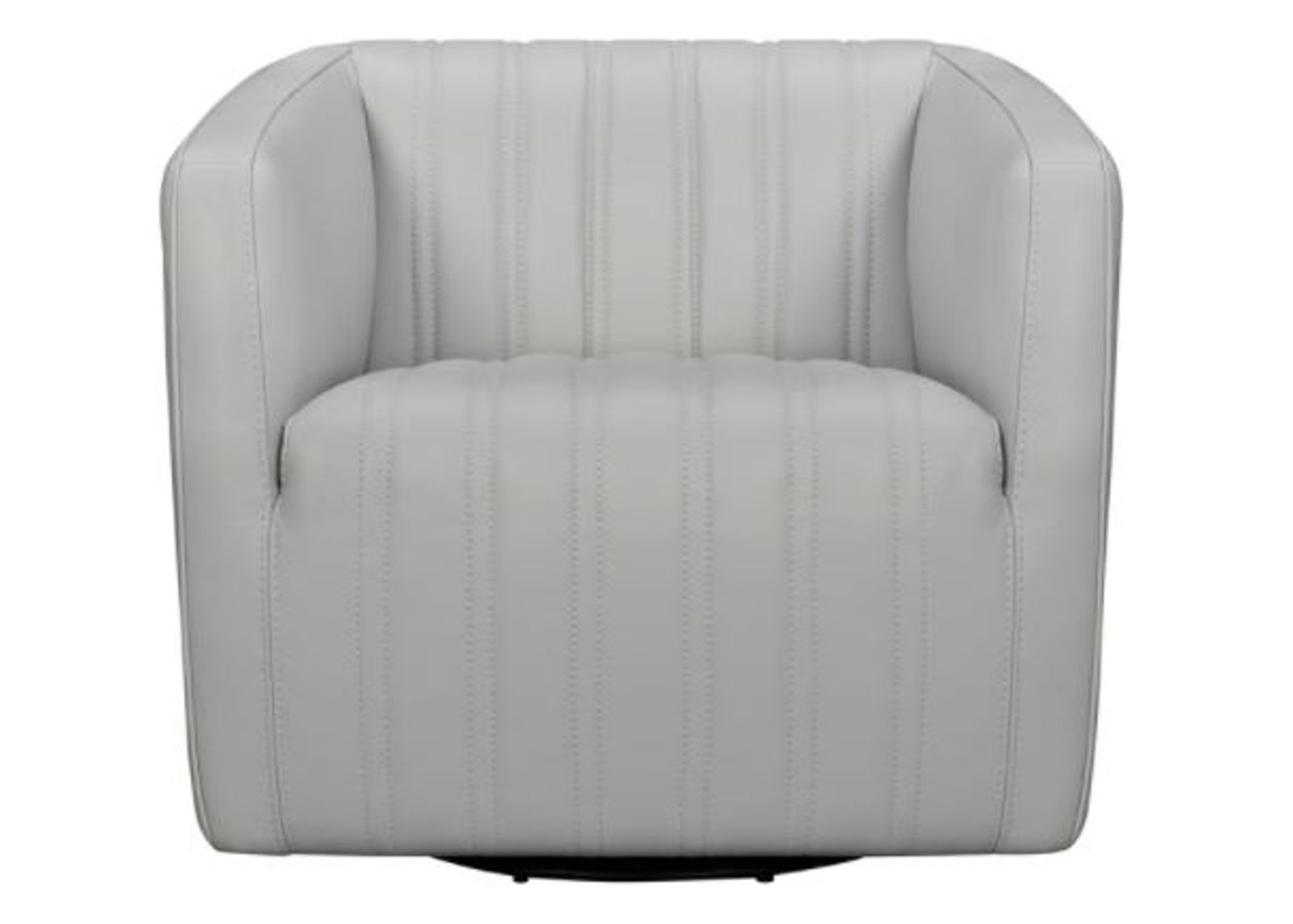 Armen Living Aries Dove Gray Genuine Leather Swivel Barrel Chair