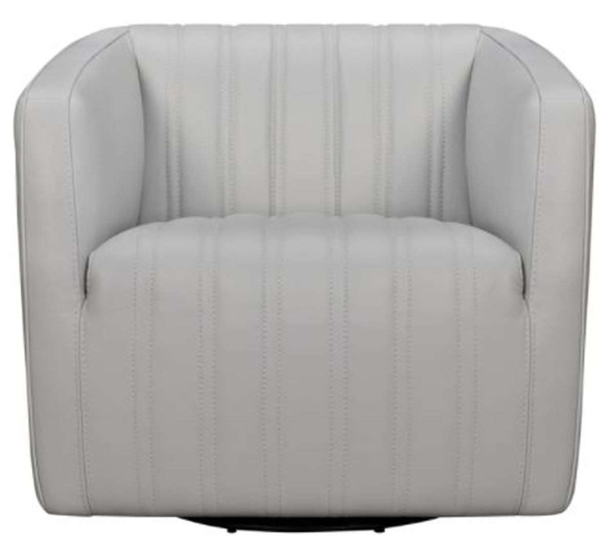 Armen Living Aries Dove Gray Genuine Leather Swivel Barrel Chair