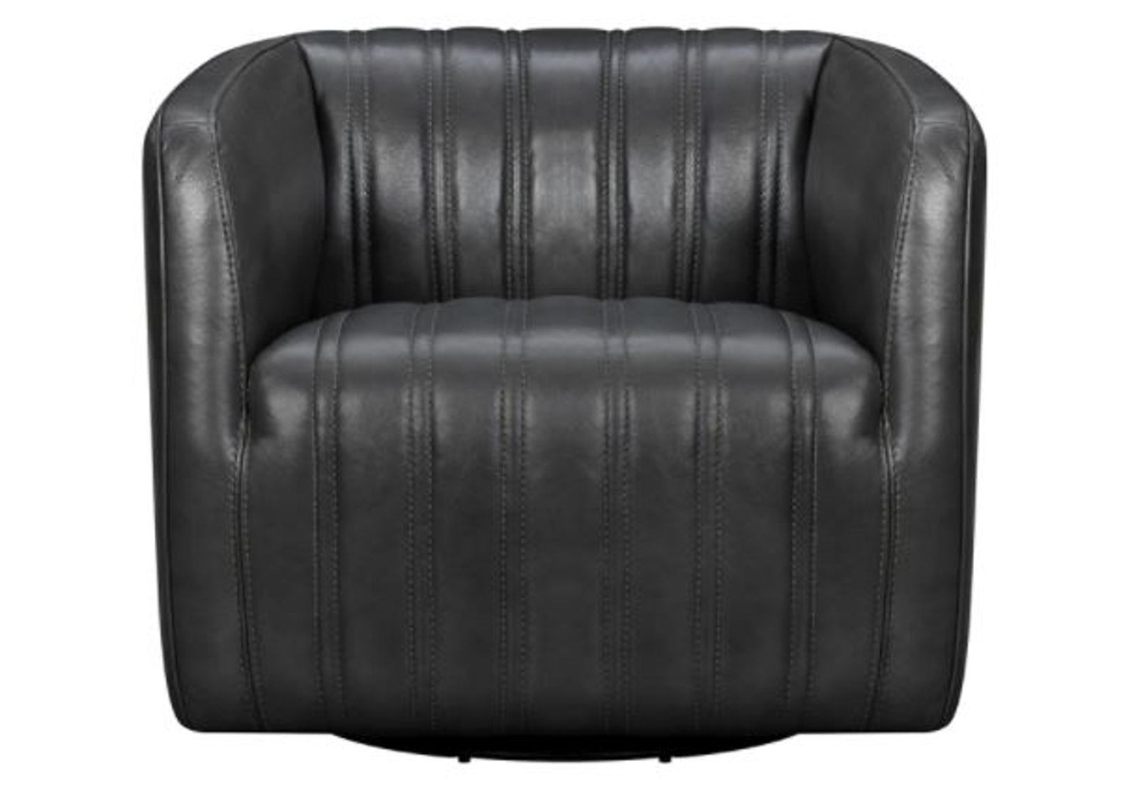 Armen Living Aries Espresso Genuine Leather Swivel Barrel Chair