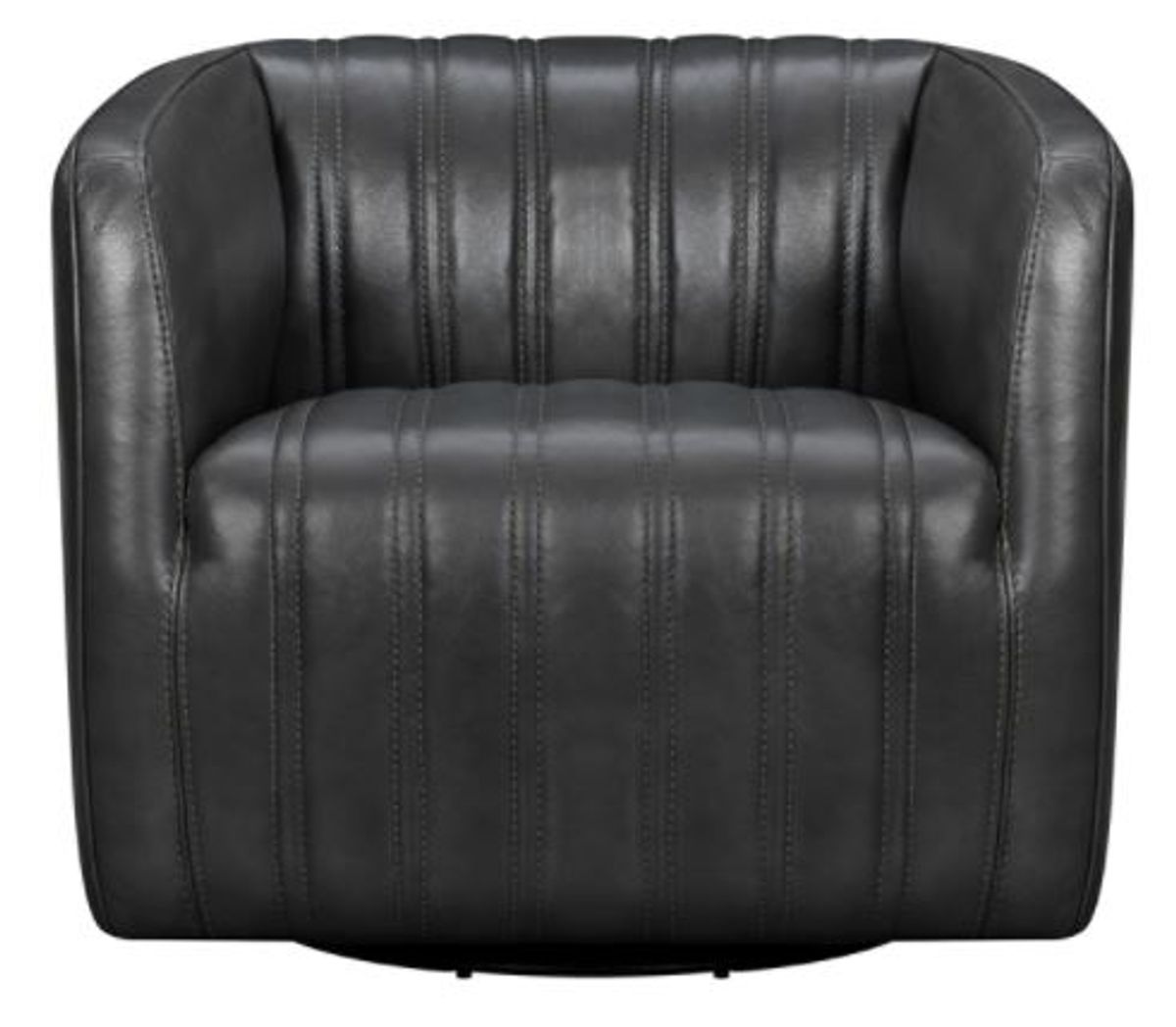 Armen Living Aries Espresso Genuine Leather Swivel Barrel Chair