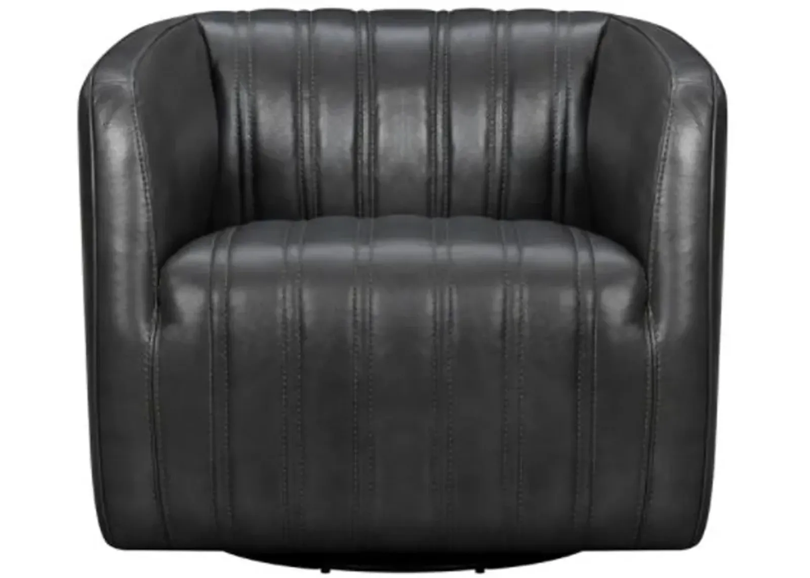 Armen Living Aries Espresso Genuine Leather Swivel Barrel Chair