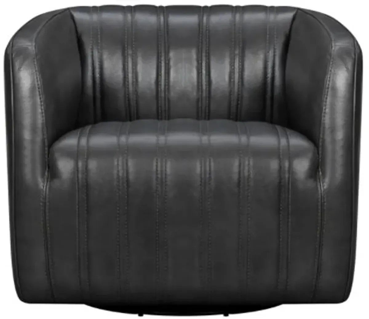 Armen Living Aries Espresso Genuine Leather Swivel Barrel Chair