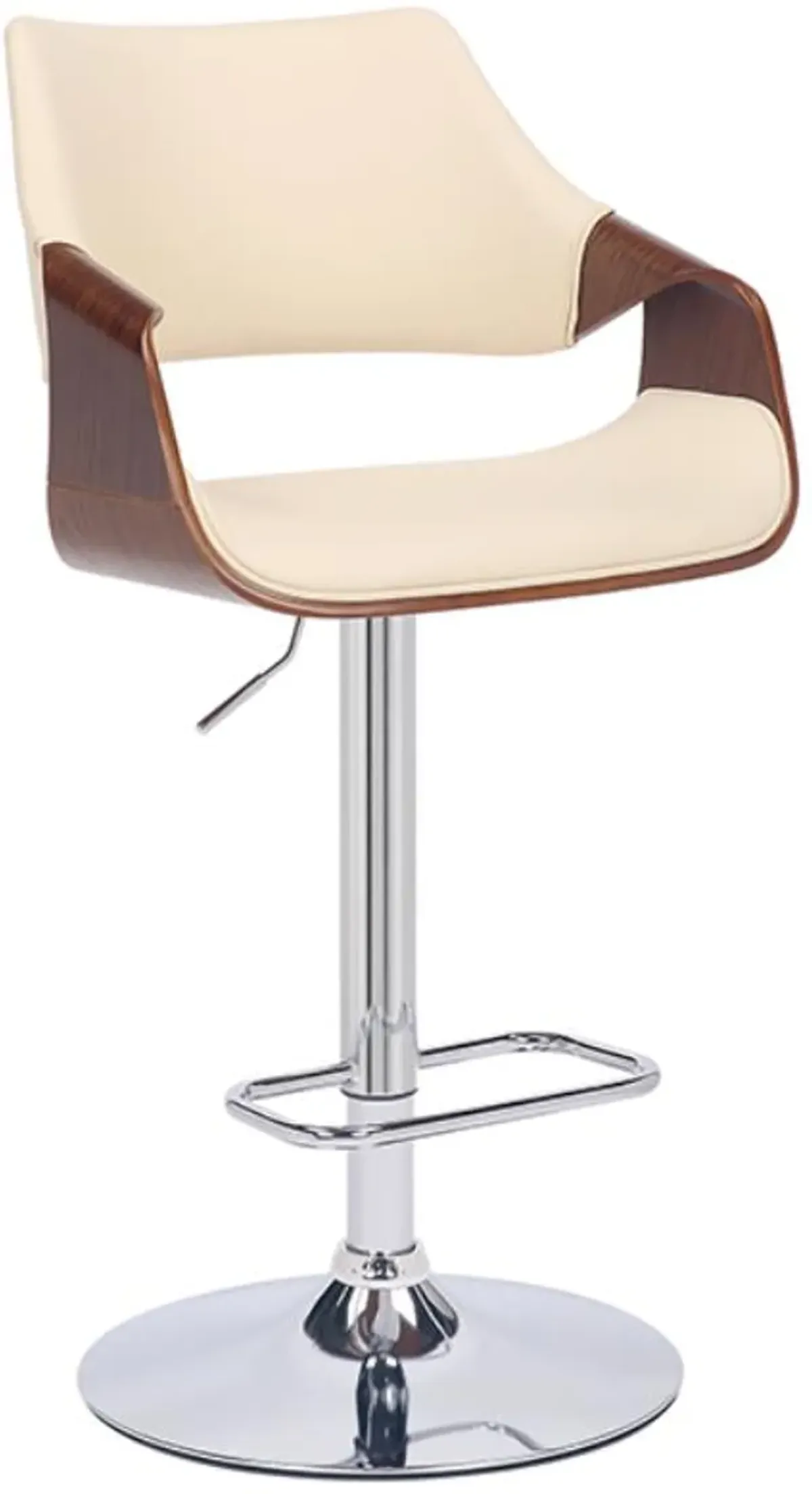 Armen Living Aspen Chrome/Cream Adjustable Swivel Bar Stool