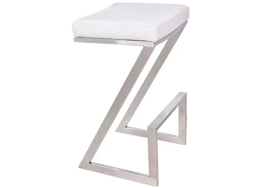 Armen Living Atlantis White 26" Backless Counter Stool