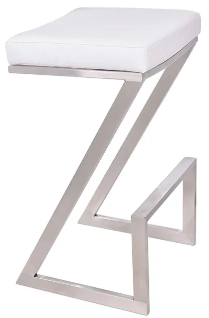 Armen Living Atlantis White 26" Backless Counter Stool