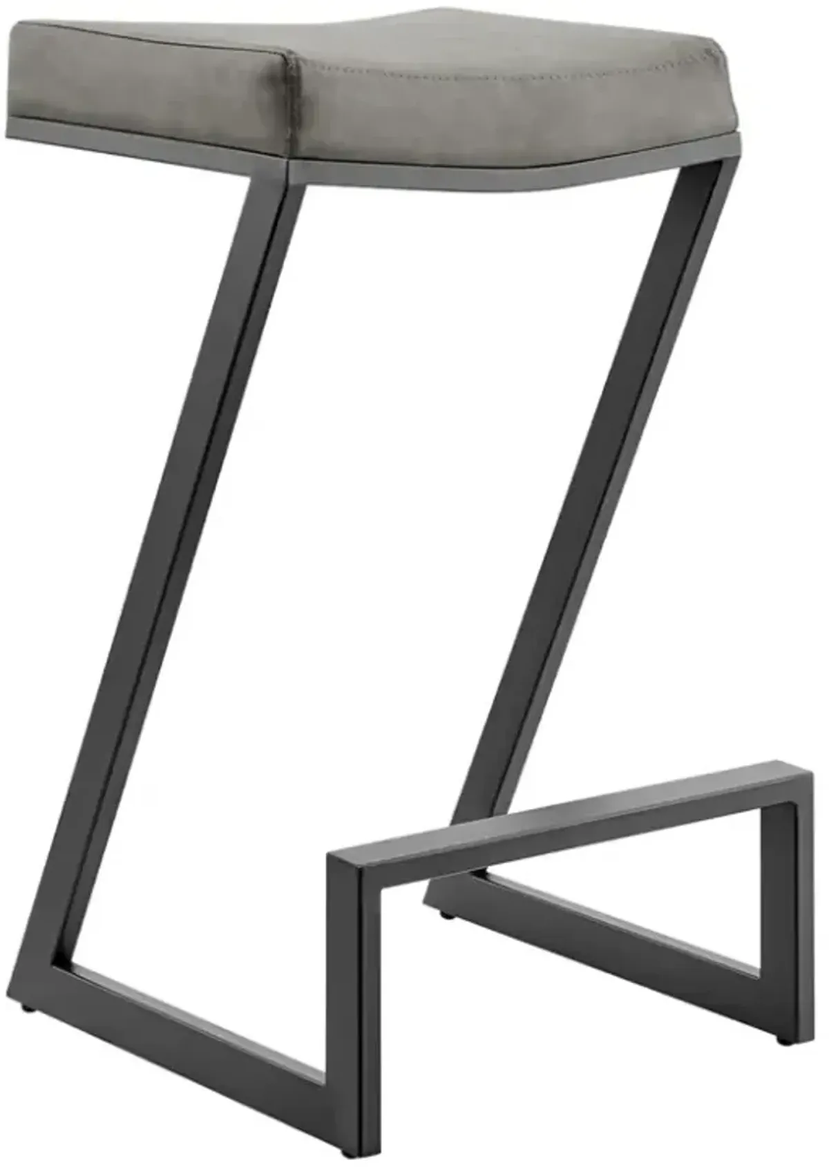Armen Living Atlantis Matte Black/Vintage Gray Bar Stool
