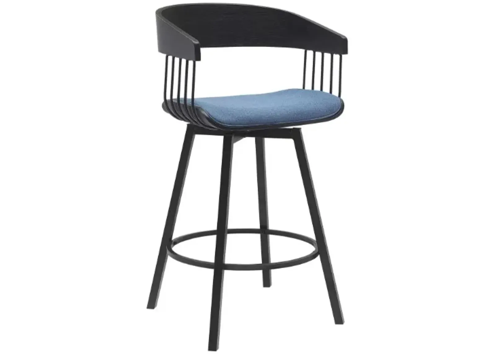 Armen Living Athena Blue/Black Swivel Counter Stool