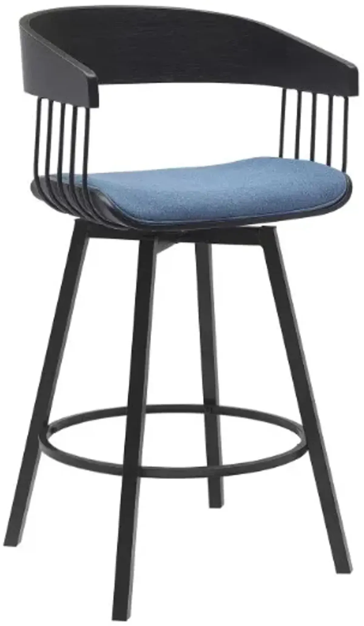 Armen Living Athena Blue/Black Swivel Counter Stool