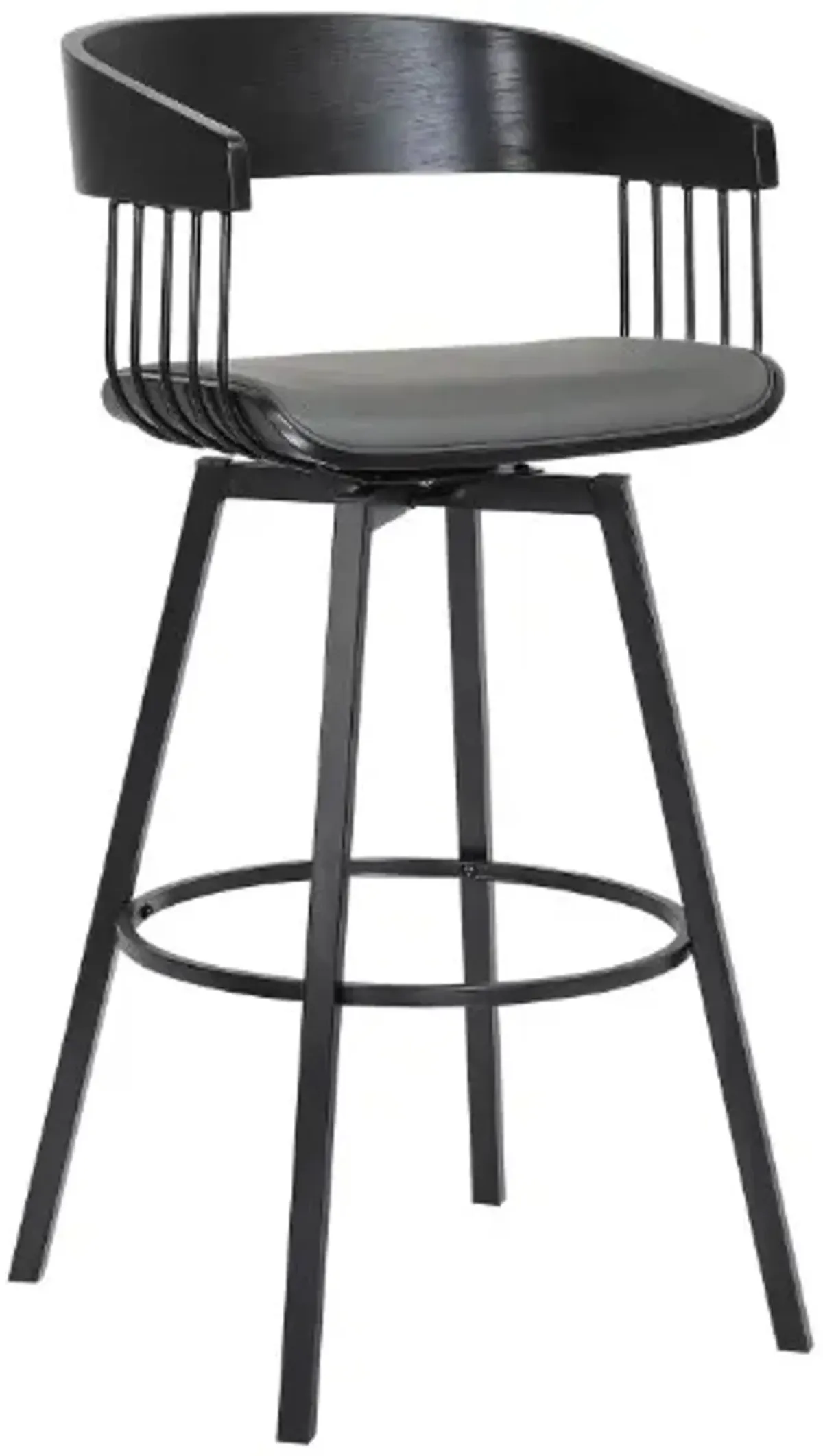 Armen Living Athena Gray/Black Swivel Counter Stool