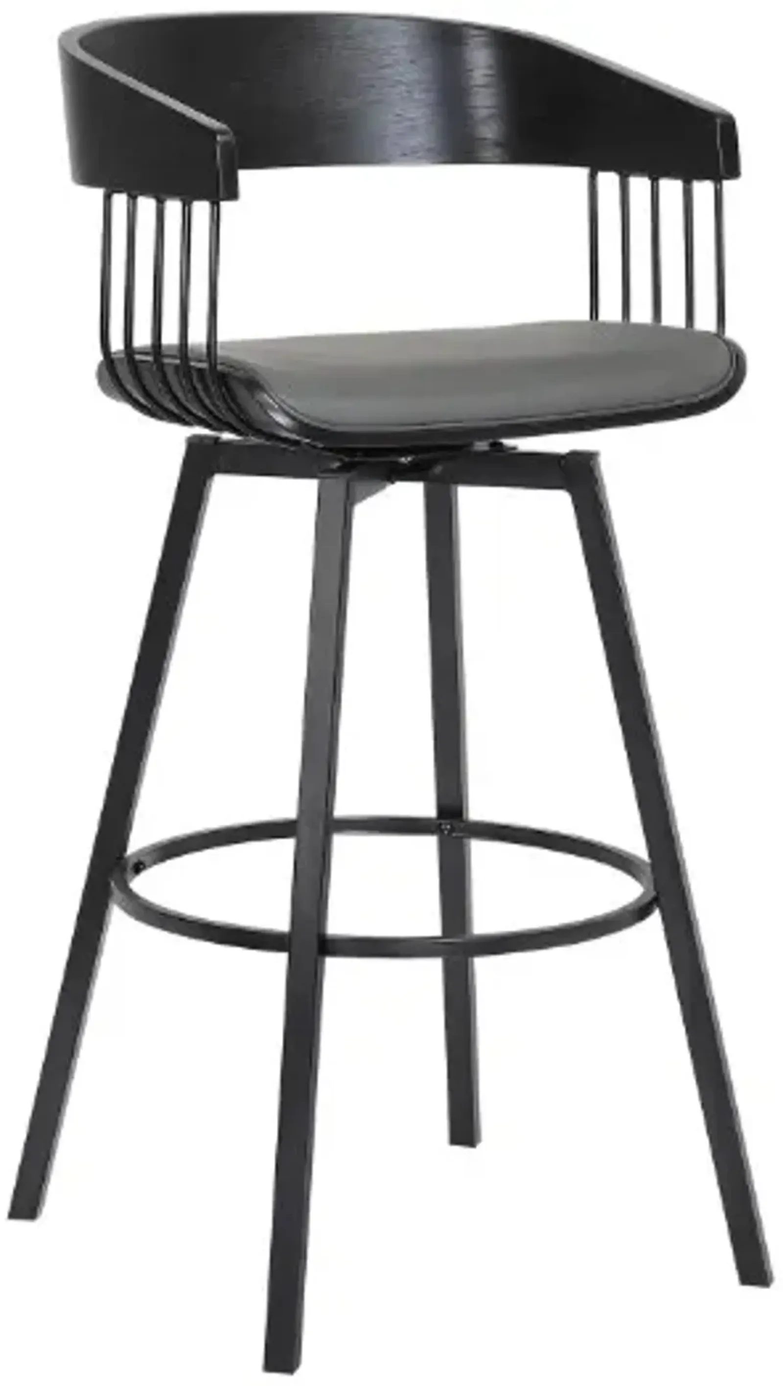 Armen Living Athena Gray/Black Swivel Counter Stool