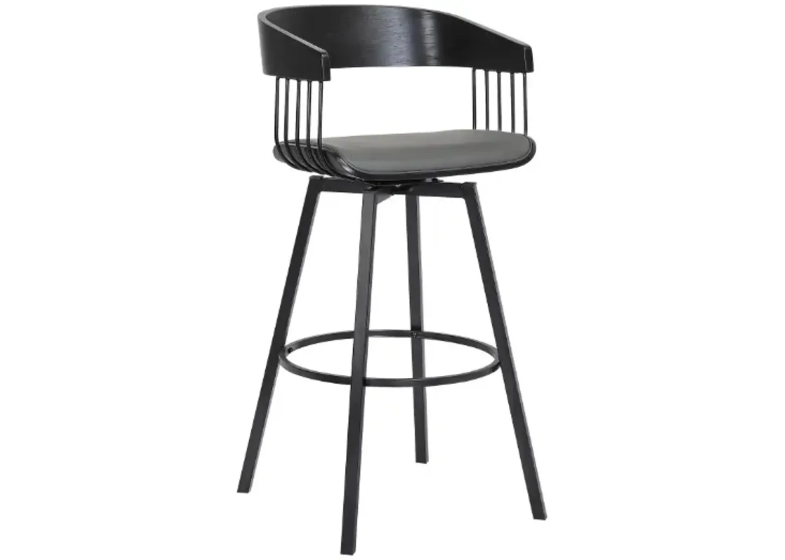 Armen Living Athena Gray/Black Swivel Bar Stool