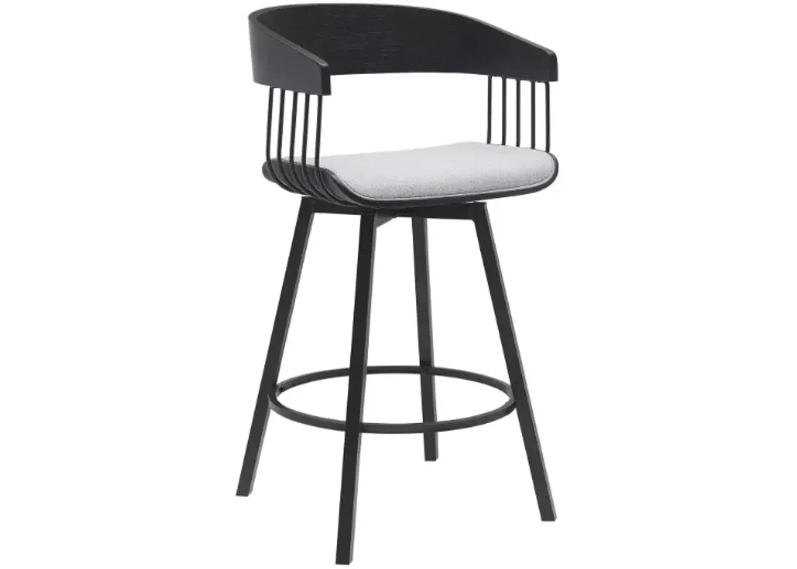 Armen Living Athena Light Gray/Black Swivel Counter Stool