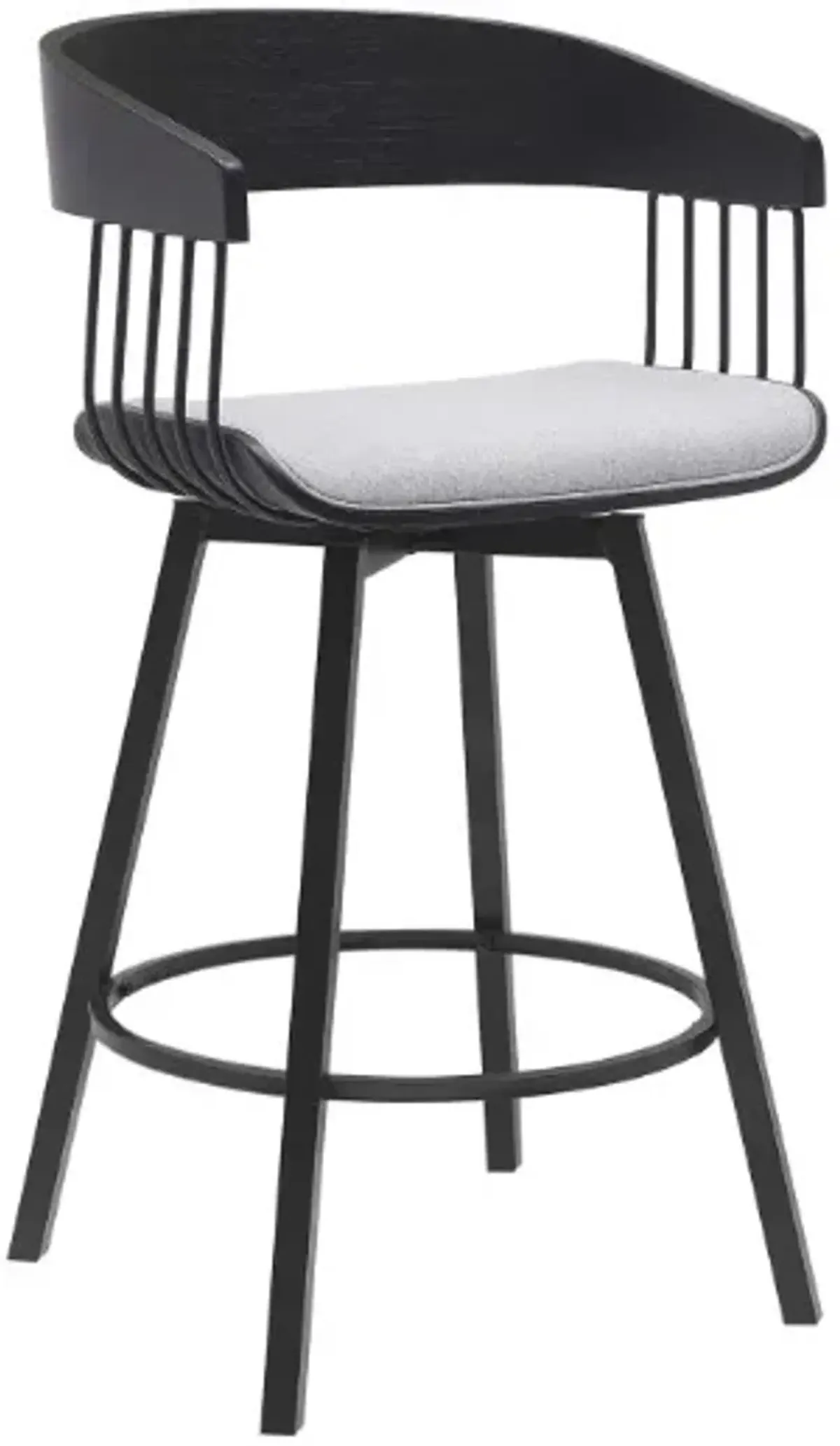 Armen Living Athena Light Gray/Black Swivel Counter Stool